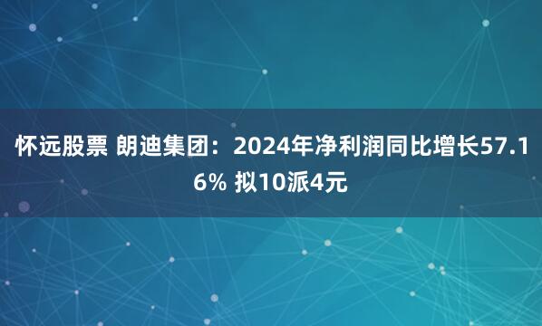 怀远股票 朗迪集团：2024年净利润同比增长57.16% 拟10派4元